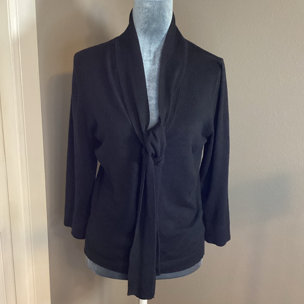 Isabella Rodriguez Black Cardigan with Tie Size L